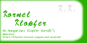 kornel klopfer business card